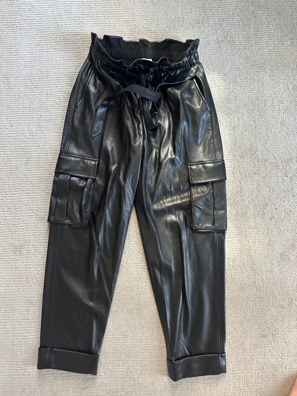 Cami NYC Black Faux Leather Paperbag Waist Pants